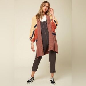 ONeill Open Front Knit Capecod Oversized Cardigan Sweater Beach Sand Size M
